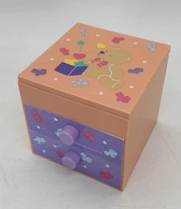 Vintage 1988 Sanrio TWEEDLE DEE BEAR Jewelry Trinket Box Drawers Mirror Pink HTF - Picture 1 of 11