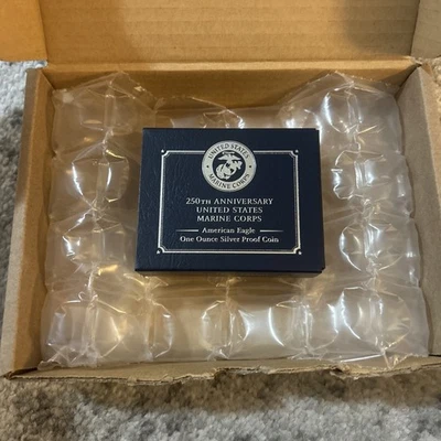Moeda à prova de prata 250º aniversário Corpo de Fuzileiros Navais American Eagle uma onça 25MPM - Imagem 1 de 4