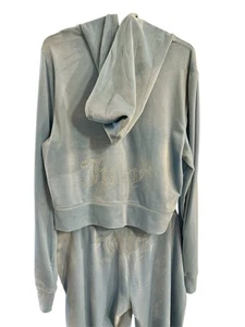 Juicy Couture Velour Tracksuit Set Rhinestones Heritage Blue XL NWT $199 - Picture 1 of 8