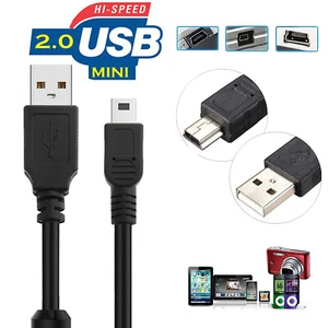 USB 2.0 MINI USB Cable Data Sync Charge Lead Type A to 5 Pin B for Phone 2M-5M - Picture 1 of 13