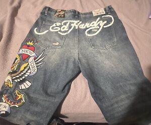 Ed Hardy New York City Eagle Skull Jeans Mens Size 36x30
