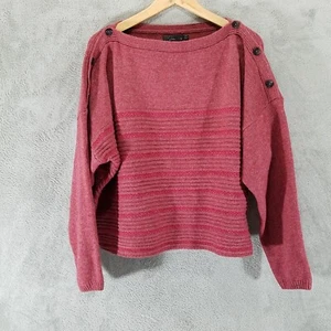 Prana Phono Sweater Womens Medium Red Striped Pullover Wool Blend - Picture 1 of 11