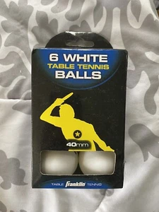 Franklin 6 White Table Tennis Balls NWT 40mm - Picture 1 of 2