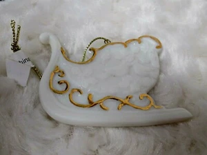 Lenox Blanco y Dorado Trineo de Papá Noel Adorno de Navidad - Imagen 1 de 3