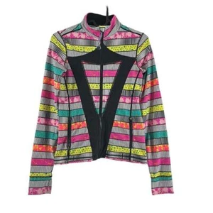 Ivivva by Lululemon Girls Multicolor Stride Jacket bright neon gymnastics sz 12 - Picture 1 of 10