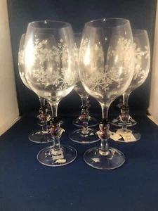 8 Snowman Stemmed Wine Glasses 9" Tall NEW With Stickers GATES WARE - Picture 1 of 8