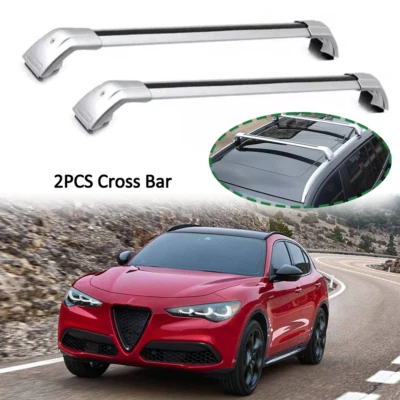 Barra transversal de 2 piezas para Alfa Romeo Stelvio 2017-2024 barra de carga portaequipajes Foto 1 de 4