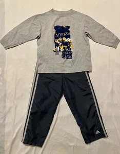 2pcs ADIDAS Boys Outfit-Cotton Long Sleeve Shirt+Waterproof Pants Grey-Child 6 - Picture 1 of 12