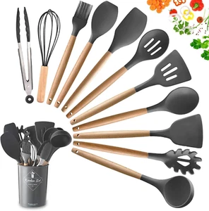 Utensili Antiaderenti Con Manico in Legno per La Cucina Resistenti Al Calore - Foto 1 di 12
