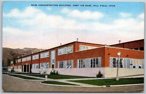 Postal de lino de colección Utah IT Base Administración Edificio Ejército Base Aérea Hill Field - Imagen 1 de 2