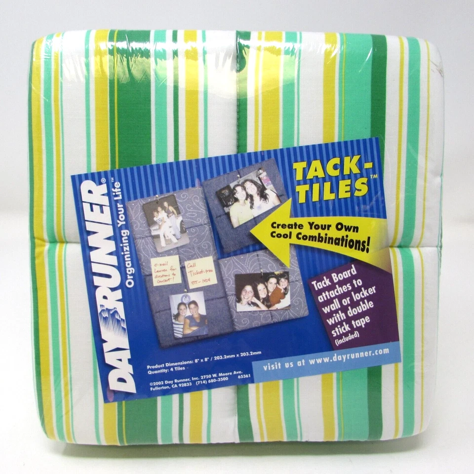Day Runner Tack Tiles 4 Pack Photos Message Board Locker Wall Organize 8x8 NEW - Image 1 of 4