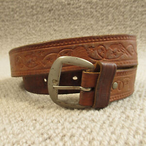 Leather Belt 28 70 Brown Solid Cowboy Skinny West Germany Vintage 7085