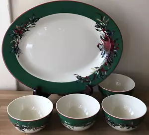 Lenox Winter Greetings Platter & 4 Cereal or Dessert Bowls - Picture 1 of 9