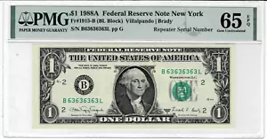 1988A $1 Federal Reserve 'BL Block' Note-fr.1915-B -PMG 65 PPQ-Super Repeater! - Picture 1 of 6