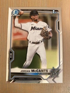 Jordan McCants 2021 Bowman Draft Chrome 1st #BDC-26 Miami Marlins Rc - Picture 1 of 2