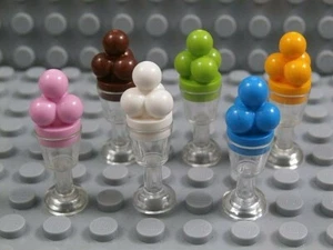 LEGO ICE CREAM Minifigure Minifig Food Brown Blue White Orange Lime Green NEW - Picture 1 of 9