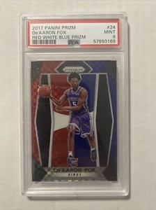 2017-18 Panini Prizm De’Aaron Fox Red White & Blue Prizm RC PSA 9 - Kings