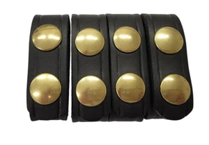 Police Security Genuine Leather Belt Keepers Brass Snaps Set of 4 - Picture 1 of 2
