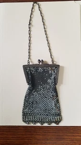 ELSAH ANTIQUE METAL MESH PURSE WITH BLUE CLOSURE KNOBS * CONDITION ISSUES * - Picture 1 of 19