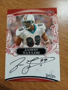 Jason Taylor Hand Signed and Numbered 34/50 Sportking Autograph Card.  - Picture 1 of 2