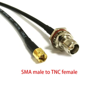 SMA male plug to TNC female bulkhead RF cable RG58 100cm for wireless router NEW - Picture 1 of 3