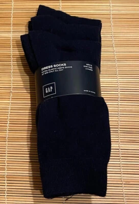 GAP SOCKS 3 Pairs MEN Dress Socks Extra Elastic Mid Calf ONE SIZE Dark Navy Blue - Image 1 of 2