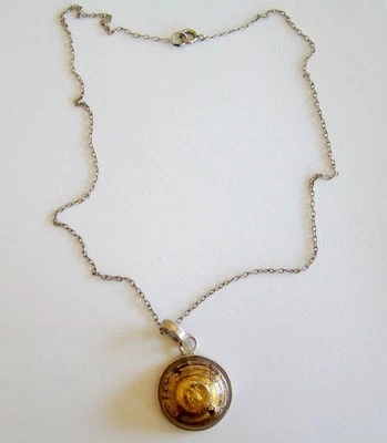 Sterling Silver Beautiful Amber Colored Glass Pendant Foto 1 de 4