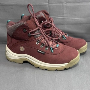 Timberland Women’s White Ledge Waterproof Mid Hiker Dark Red Full Grain A5P2B - Picture 1 of 6