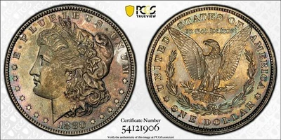 1880-P Morgan Silver Dollar PCGS MS64 Nice Toning - Image 1 of 4