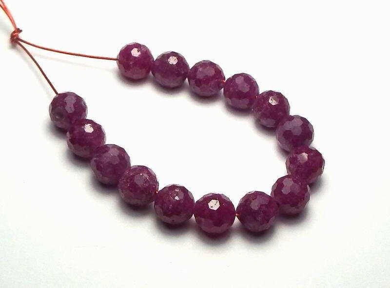 15 pcs RUBY 6mm Faceted Round Beads NATURAL - Image 1 of 2