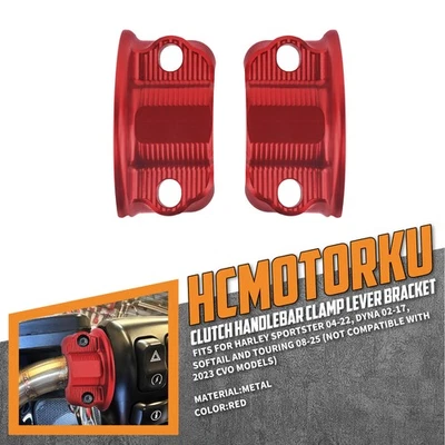 1Pair Clutch Handlebar Clamp Lever Bracket Red For Harley Sportster XL1200 04-22 - Image 1 of 4