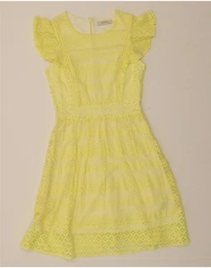 OASIS Womens A-Line Dress UK 6 XS Yellow Cotton DJ25 - Picture 1 of 3