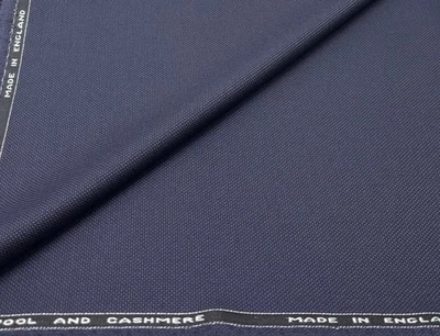 Navy Basket Weave Fabric Lambswool Cashmere Fabric Suiting  3.50m x 1.50m - Image 1 of 4