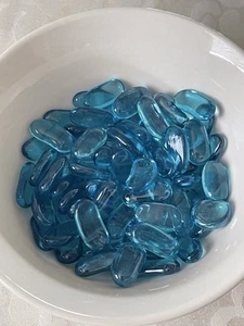 88 Aqua Blue Gems Bead Glass Flat Bottom Vase Filler Aquarium Decor Marbles 14Oz - Picture 1 of 3