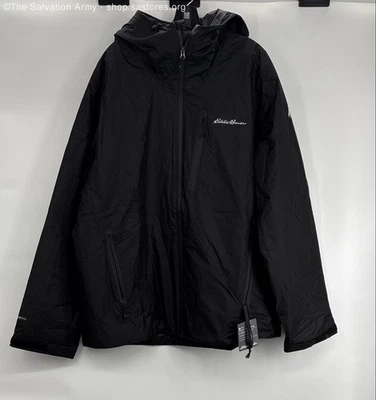 NUEVO CON ETIQUETAS Chaqueta de esquí Eddie Bauer para hombre negra Evertherm con capucha cremallera completa talla 2XL Foto 1 de 4
