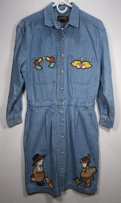 Eddie Bauer Women's Denim Dress Custom Embroidered Thanksgiving Size PS - Image 1 of 4