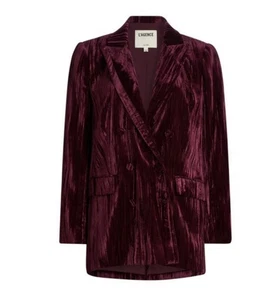 L'Agence Aimee Velvet Double Breasted Oversized Blazer Dark Port Size 2 NWOT - Picture 1 of 11