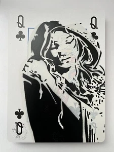 Hooded Lady signed Emo giant playing card hand spray paint banksy gift - Picture 1 of 5