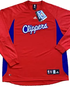 NEW VTG AUTHENTIC LOS ANGELES CLIPPERS ADIDAS L/S SHOOTING SHIRT JERSEY L SEWN! - Picture 1 of 5