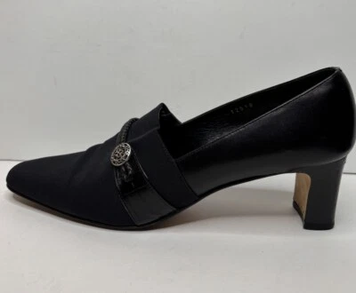 Zapatos de salón Brighton Quincy talla 9,5 M de tela negra y cuero hechos en Italia Foto 1 de 4