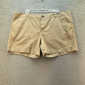 Merona Chino Shorts Damen Größe 16 hellbraun 100 % Baumwolle flach vorne Freizeit Party - Bild 1 von 17