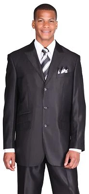 Hombre Lana Sensación Clásica y Elegante 3 Botones Color Sólido Por Milano Moda 58026 Foto 1 de 4