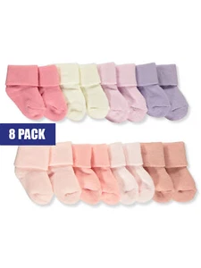 Little & Loved Baby Girls' 8-Pack French Terry Socks - Picture 1 of 3