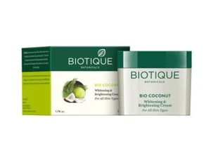 Crema blanqueadora y aclaradora de coco orgánica Biotique 50 g cuidado de la piel cara clara del cuerpo - Imagen 1 de 1