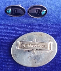 Native American Indian Sterling Silver Turquoise Cufflinks 25cf24 - Picture 1 of 1