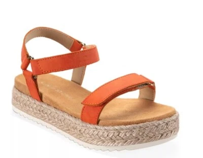 Sandalia plataforma naranja punta abierta Sun + Stone Girls Demie nueva con etiquetas $45 Foto 1 de 4