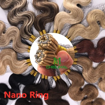 16 - 28inch Curly & Wavy & Straight Remy Human Hair Extensions Keratin Nano Ring - Image 1 of 4