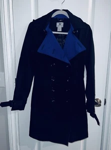Worthington Woman’s Black Trench Coat Size Small Without Belt - Picture 1 of 3