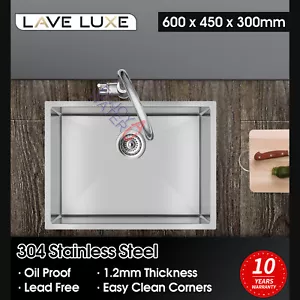 600x450x300mm Handmade 304 Stainless Steel Kitchen Sink Silver Basin Single Bowl - Picture 1 of 7