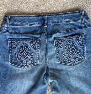 Cherokee Jeans Girls Junior 16 Blue Denim Bootcut embroidered Pockets - Picture 1 of 12
